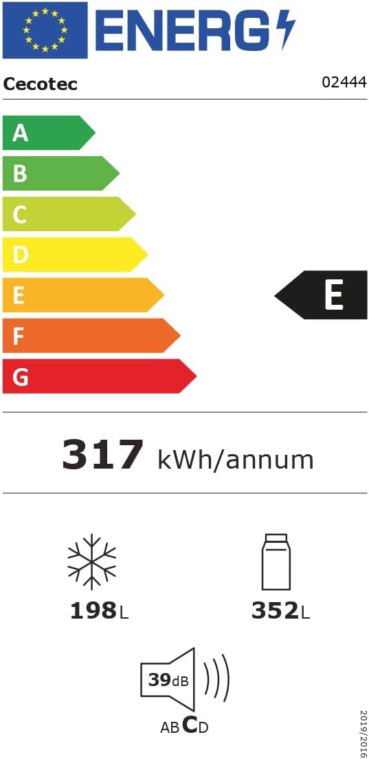 Cecotec Réfrigérateur Américain de 550 Litres Bolero CoolMarket SBS 550 Glass E. 177 cm de Hauteur et 90 cm de Largeur, Système Multi Air Flow, No Frost Total, Moteur Inverter Plus