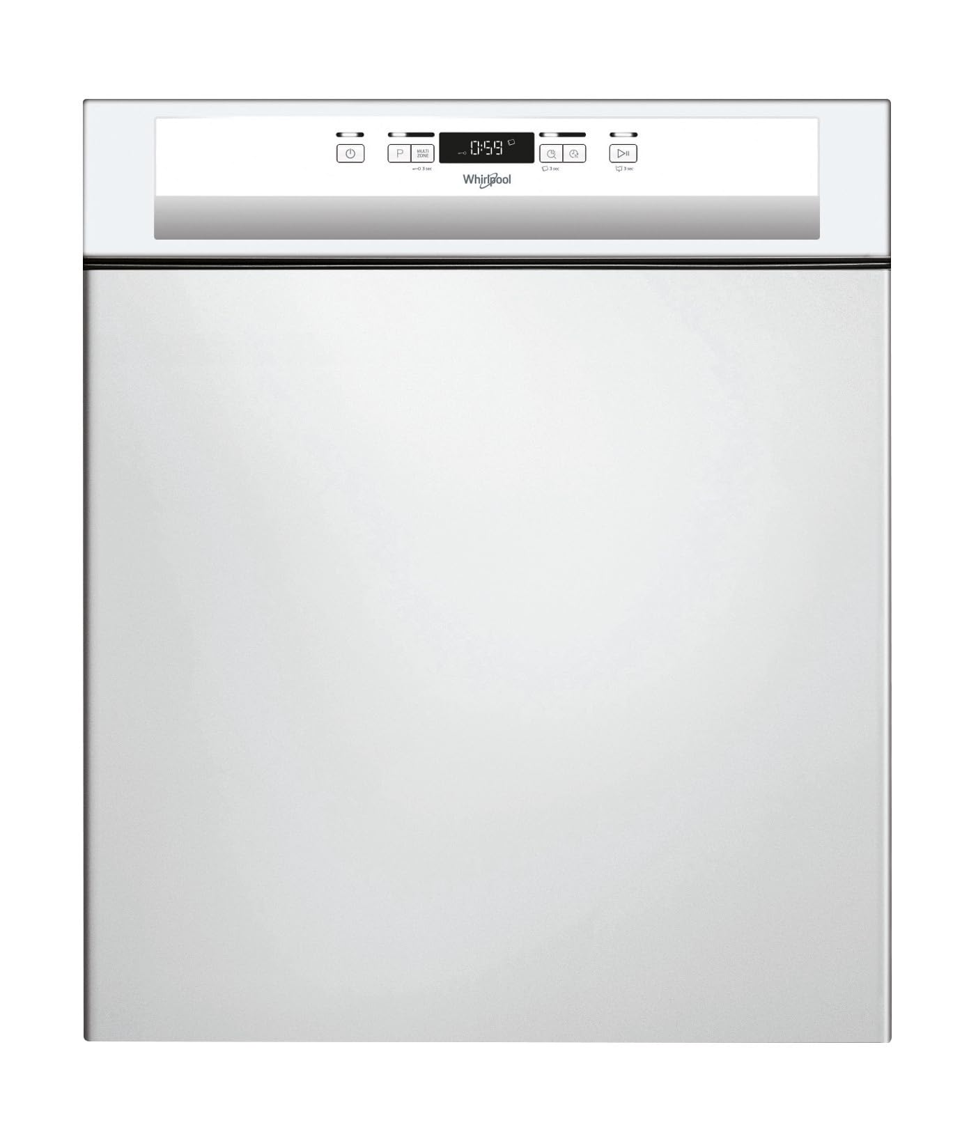 Lave vaisselle encastrable 60 cm Whirlpool WBC3C26 - Lave vaisselle integrable Bandeau blanc - Classe énergétique A++ / Affichage temps restant - Départ différé