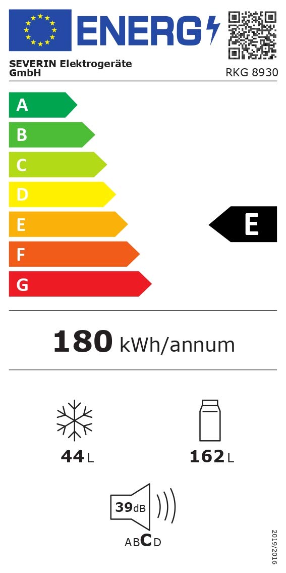 SEVERIN Réfrigérateur Congélateur 2 portes, Pose libre, Largeur 55 cm, 206L, Classe E, Veggibox incluse, Rétro, Rouge, RKG 8930