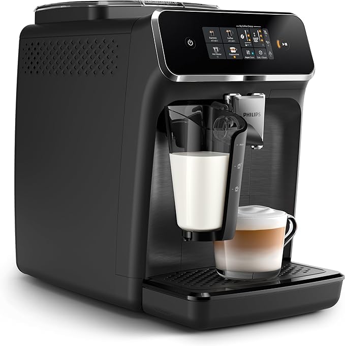 Philips Machine à Expresso Entièrement Automatique Séries 2300-4 Boissons, Écran tactile couleur moderne, LatteGo, SilentBrew, Broyeur 100% Céramique,