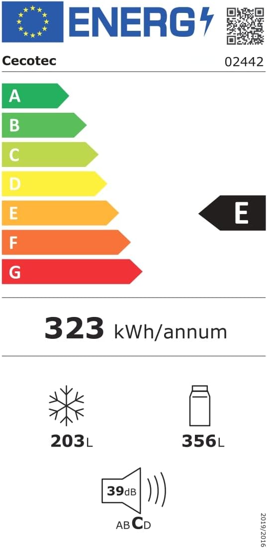 Cecotec American Refrigerator Bolero CoolMarket SBS 559 Dark E. 559L, 177 cm X 90 cm, Class E, Multi Air Flow System, Total No frost, Inverter plus motor.