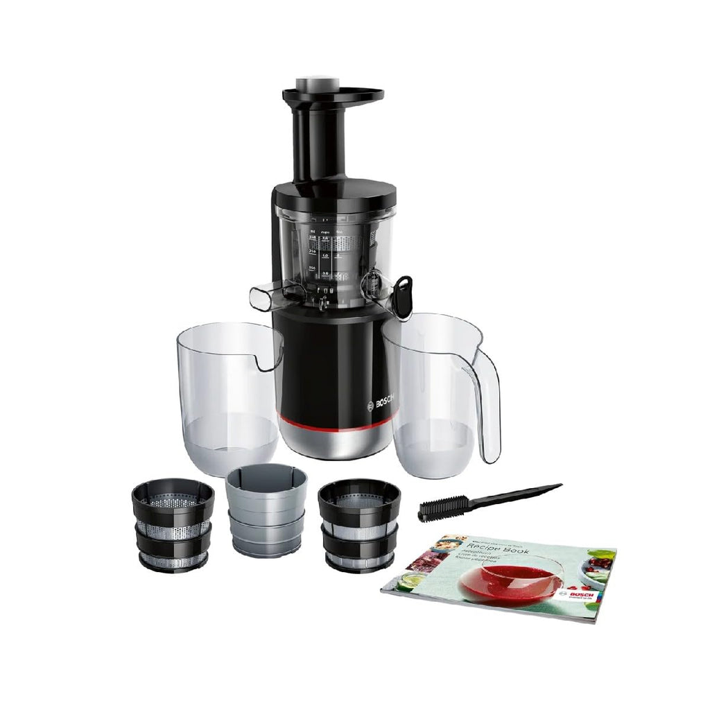 Bosch VitaExtract MESM731M Extracteur de Jus – Extraction lente pour réduire l'oxydation – Contrôle du niveau de pulpe et 3 différents filtres – 150 W – Couleur : noir
