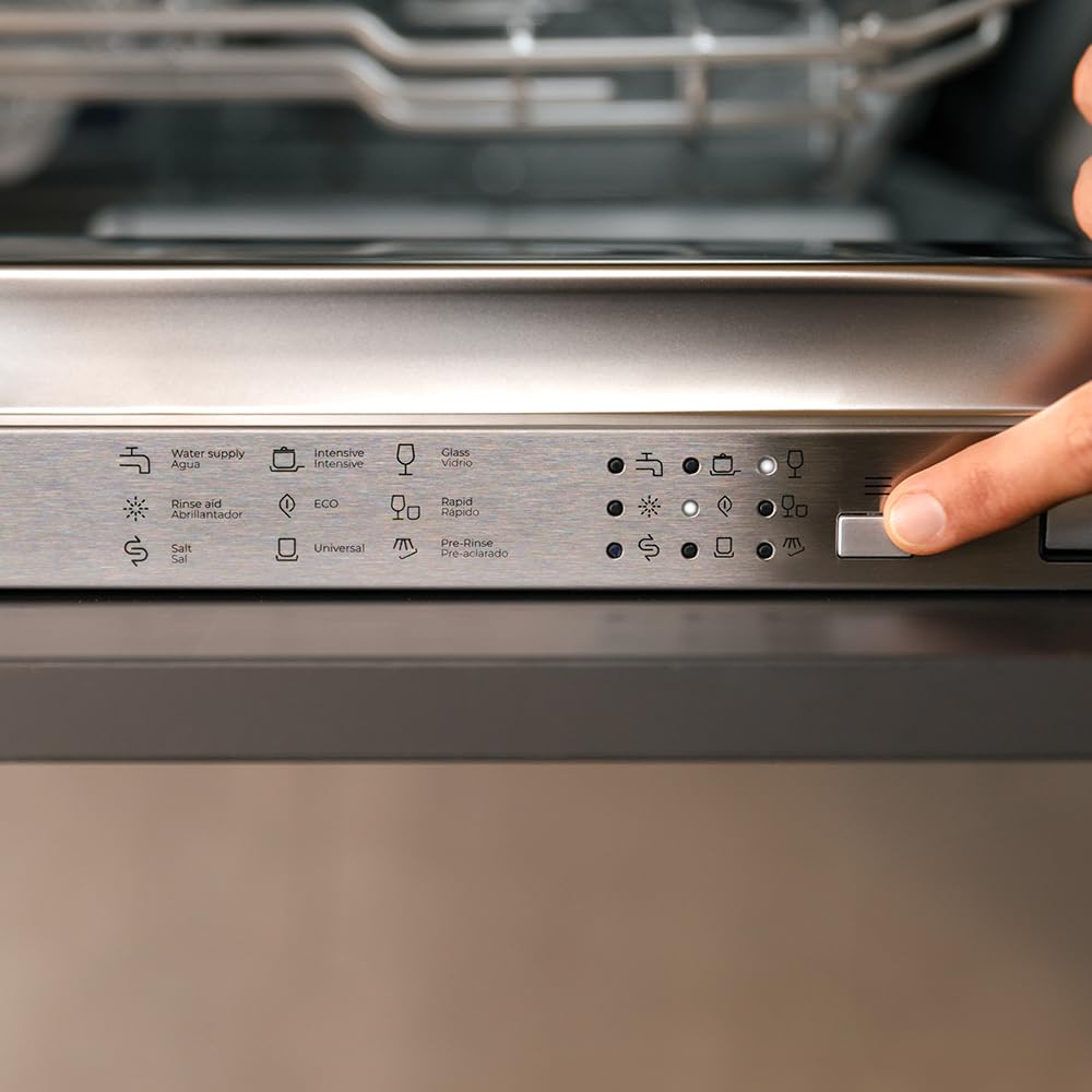 Cecotec Lave-vaisselle Intégrable 60cm Bolero Aguazero 6110 Full-BI. 1850W, 12 Couverts et 7 Programmes, Fonction Demi-charge, Programme 3 en 1, Départ Différé, Dry+ et KidBlock, Panier à Couverts.