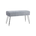 Banquette en velours gris avec pieds en métal noir