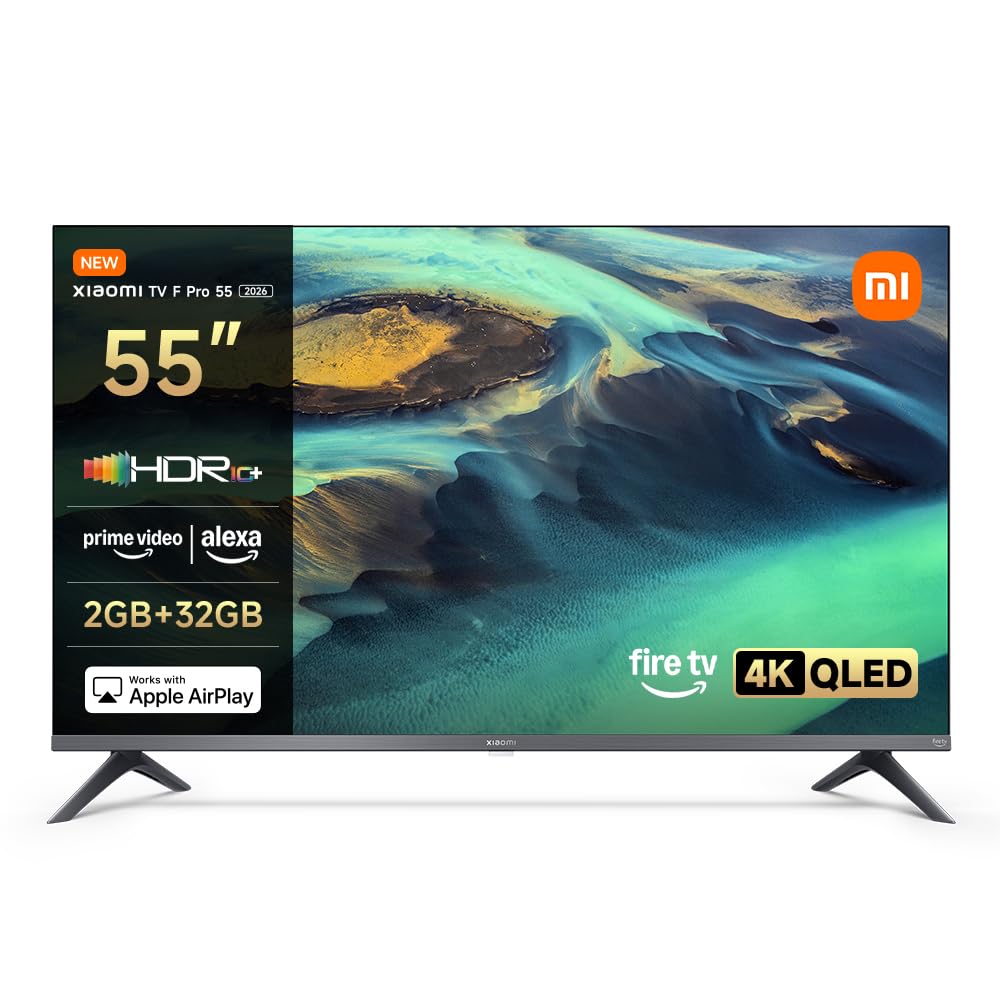 XIAOMI TV F Pro 55, 140 cm (55 Pouces), 4K UHD QLED, Smart TV, Fire TV, Contrôle Vocal Alexa, HDR10+, Mode Game Boost 120Hz, MEMC, 2Go+32Go, Compatible avec AirPlay