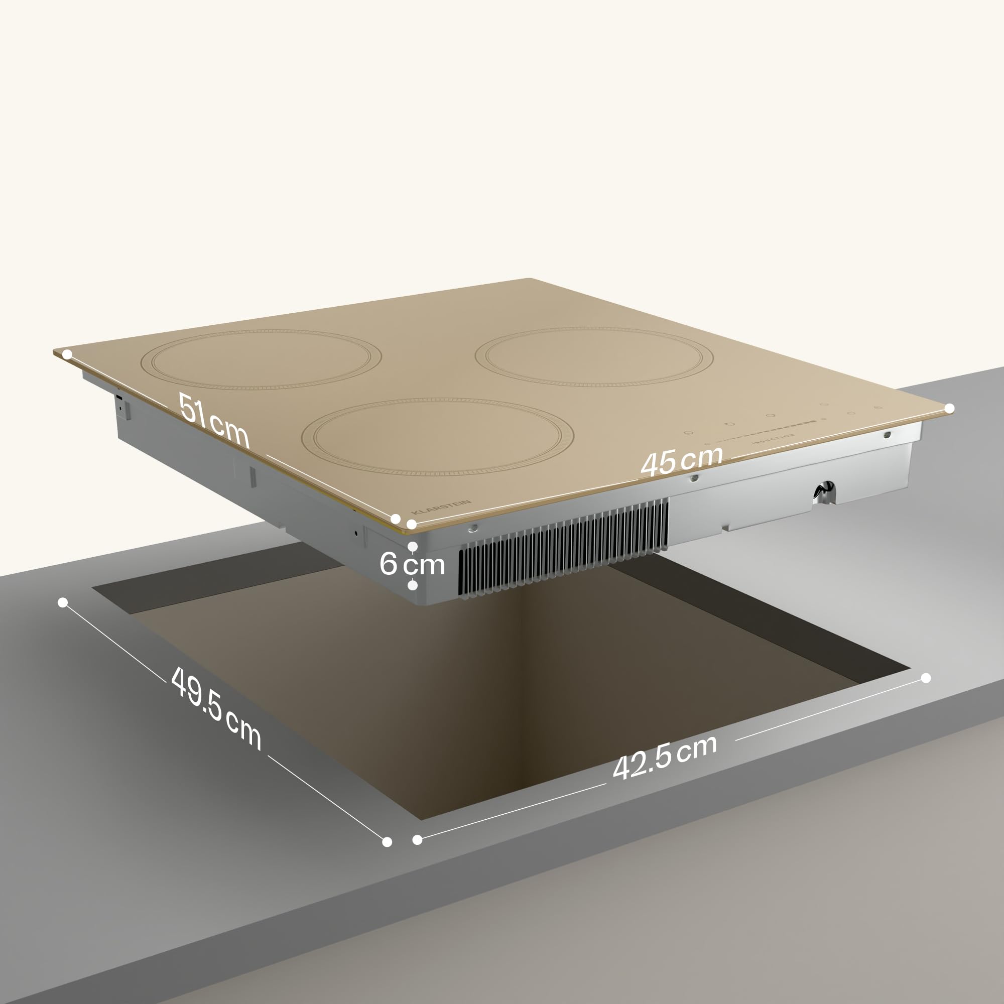 Klarstein Victoria Plaque À Induction Encastrable - 3 Zones, 6600 W Avec Boosters, Commande Tactile À Curseur, Minuterie & Verrouillage Parental, Vitr