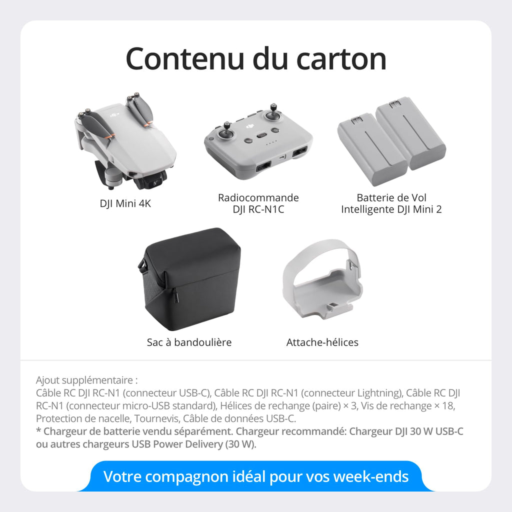 Bundle Drones Caméra Mini 4K, Drone Caméra 4K UHD pour Adultes, < 249 g, Stabilisation de la Nacelle à 3 Axes, Transmission Vidéo sur 10 km, Deux Batteries pour un Temps de Vol max. de 62 min