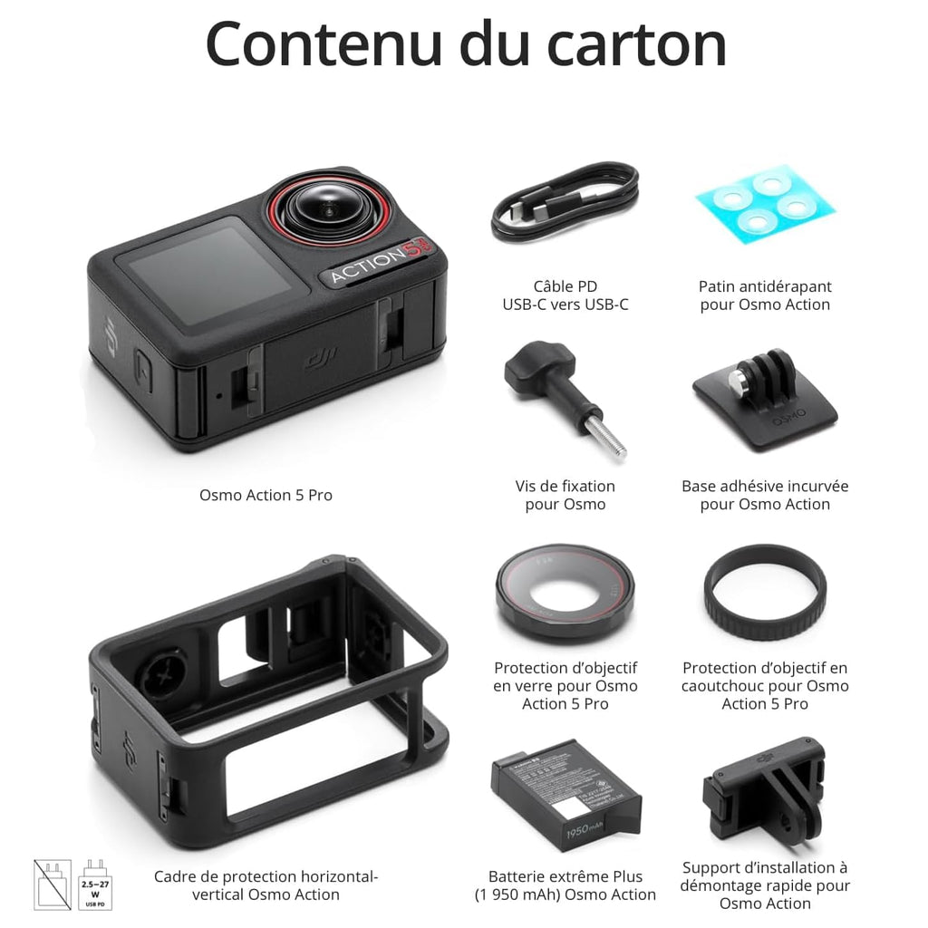 DJI Bundle Standard Osmo Action 5 Pro, Caméra Étanche avec Capteur 1/1,3", Vidéo 4K/120 IPS, Suivi de Sujet, Stabilisation, Double Écran Tactile OLED, Caméra d’Action 4K Idéale pour Sports, Vlog