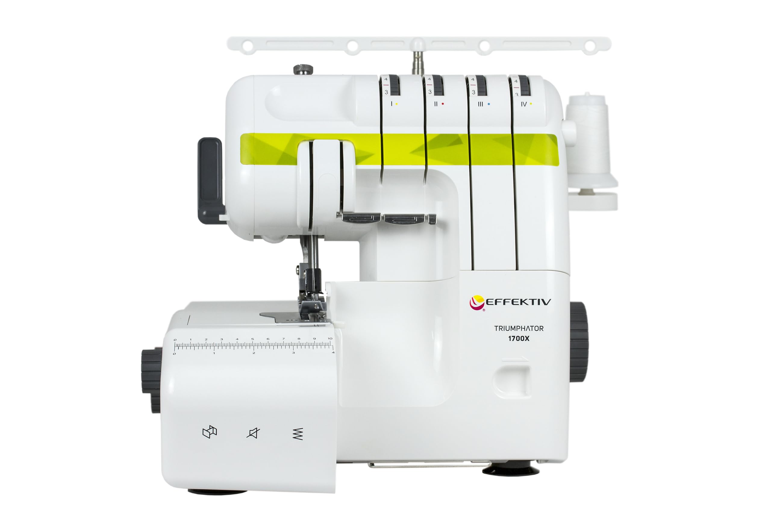 EFFEKTIV Surjeteuse Triumphator 1700X, Machine à Coudre Overlock, Filetage 3/4 Avec Différentiel, Cadre Entièrement en Métal, 14 points, Automatique, Puissant 120 W - 1200 points/min, Pédale (Vert)