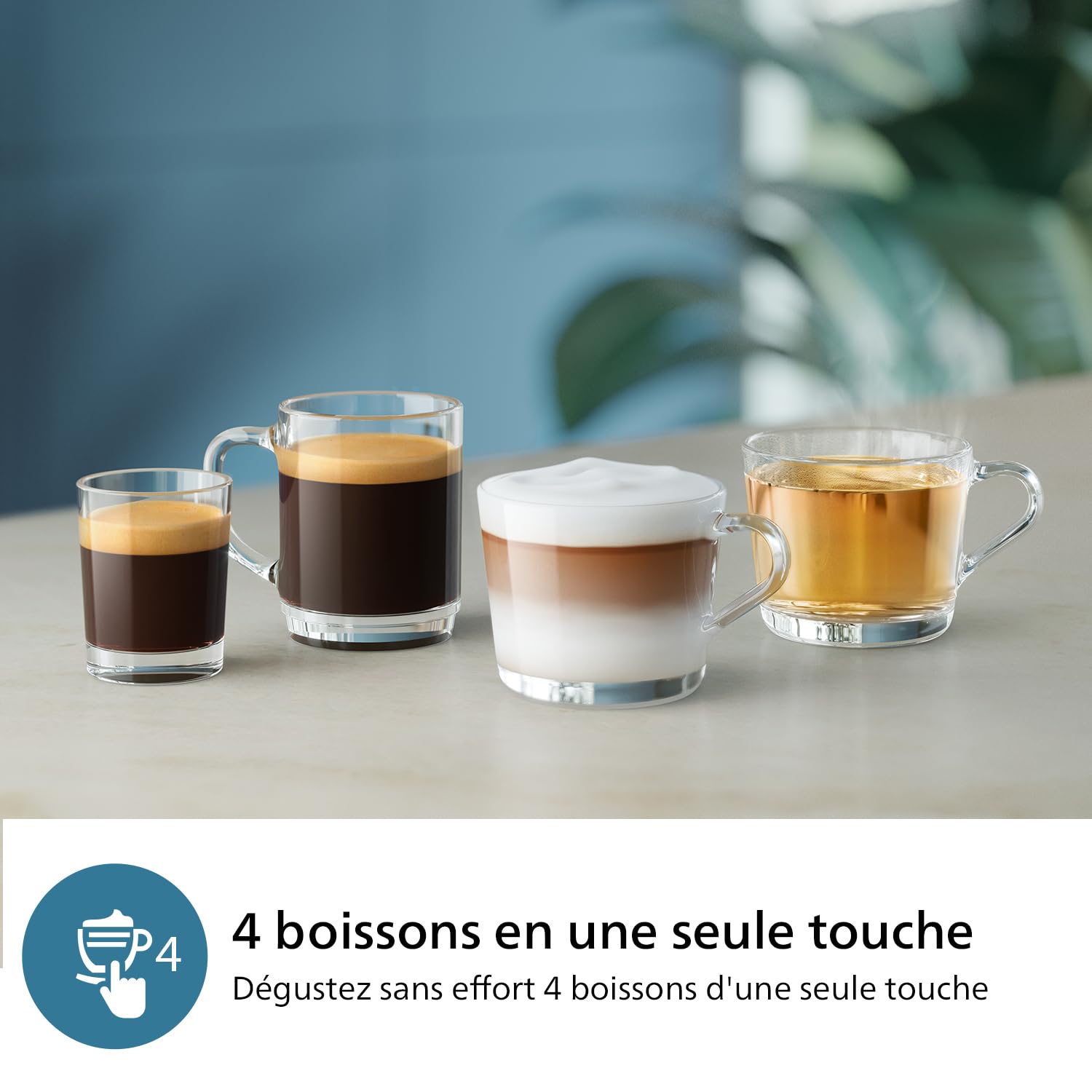Philips Machine à Expresso Automatique Série 2300-4 Boissons, Écran tactile couleur moderne, Système de lait LatteGo, SilentBrew, Broyeur en Céramique