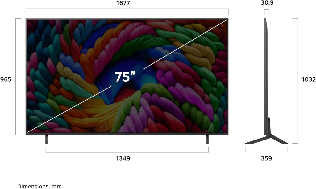 LG TV NANOCELL AI 2025 | 75NANO90| 75'' (189cm) | 4K UHD | HDR10 |webOS 25 | Télécommade AI Magic Remote | Alexa, Google Assistant | Netflix Disney+ Canal+ Prime Video | AirPlay 2 | Couleurs Pures