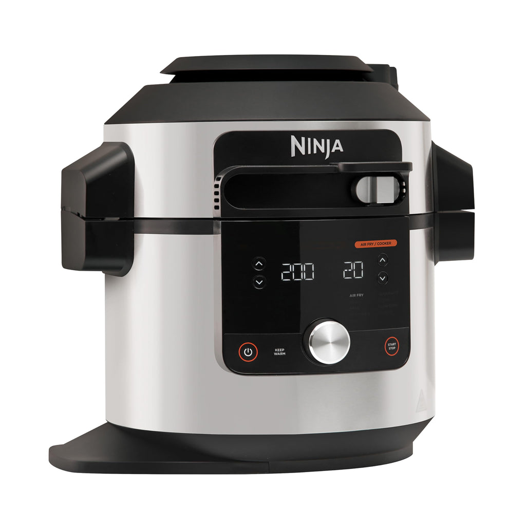 Ninja Multicuiseur Foodi MAX Air Fryer, SmartLid, 12 fonctions de cuisson, 7.5L, Autocuiseur 12 en 1, Cuisson sous pression, Friture à l'air, Cuisson lente et plus, Acier inoxydable, OL650EU