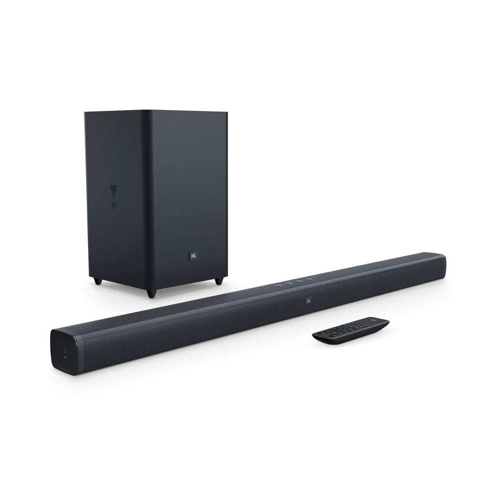 JBL Bar 2.1 Barre de Son Basses Profondes, système de Divertissement à Domicile avec capacités de Diffusion en continu et Caisson de Basses, Noir