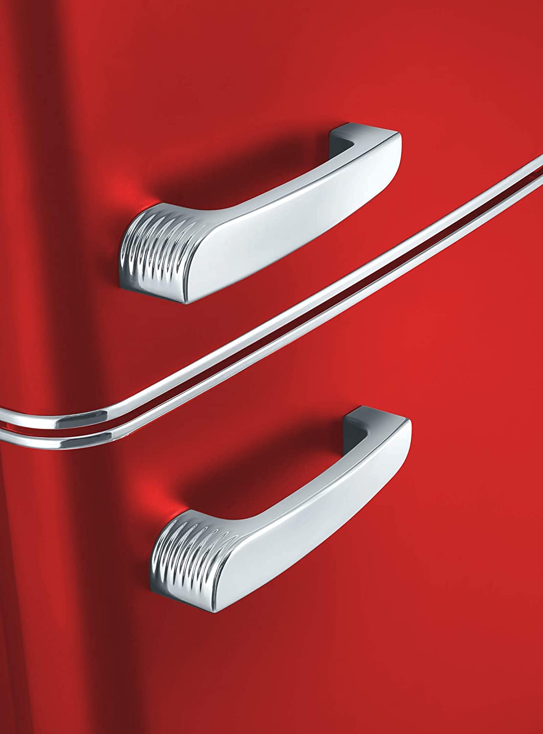 SEVERIN Réfrigérateur Congélateur 2 portes, Pose libre, Largeur 55 cm, 206L, Classe E, Veggibox incluse, Rétro, Rouge, RKG 8930