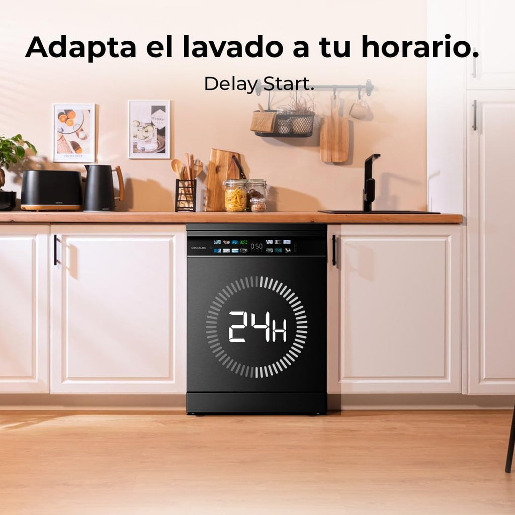 Cecotec Lave-vaisselle 60cm Bolero Aguazero 6700 Dark B Lave-vaisselle foncé, 15 couverts, Classe B, Moteur Inverter Plus, O2 Dry, Lavage Double Zone,