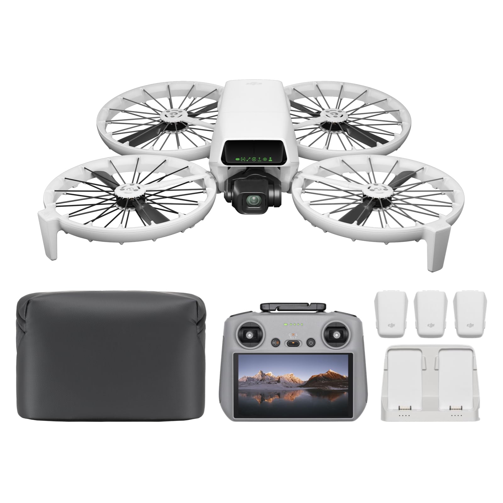 Bundle Fly More DJI Flip (radiocommande RC 2 avec écran), Drone Caméra 4K UHD pour adultes, Décollage palmaire, Retour automatique, Vol intelligent, Trois batteries pour un temps de vol de 93 min