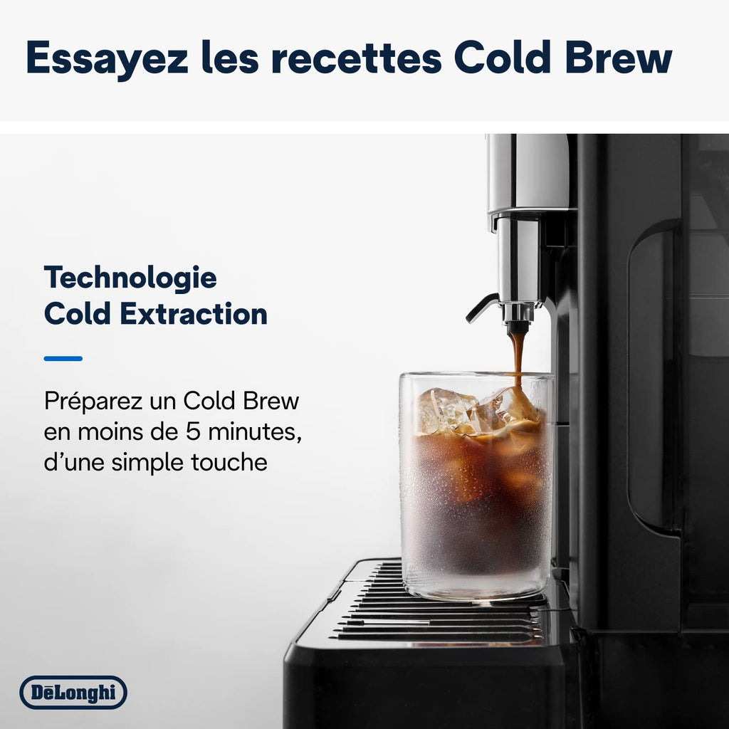 De'Longhi Eletta Explore Cold Brew ECAM452.67.G, Machine à Café Barista avec LatteCrema Hot and Cool, Machine à Espresso, Machine à Café Automatique, Extraction Froide, Pot à Café Inclus, Gris Foncé