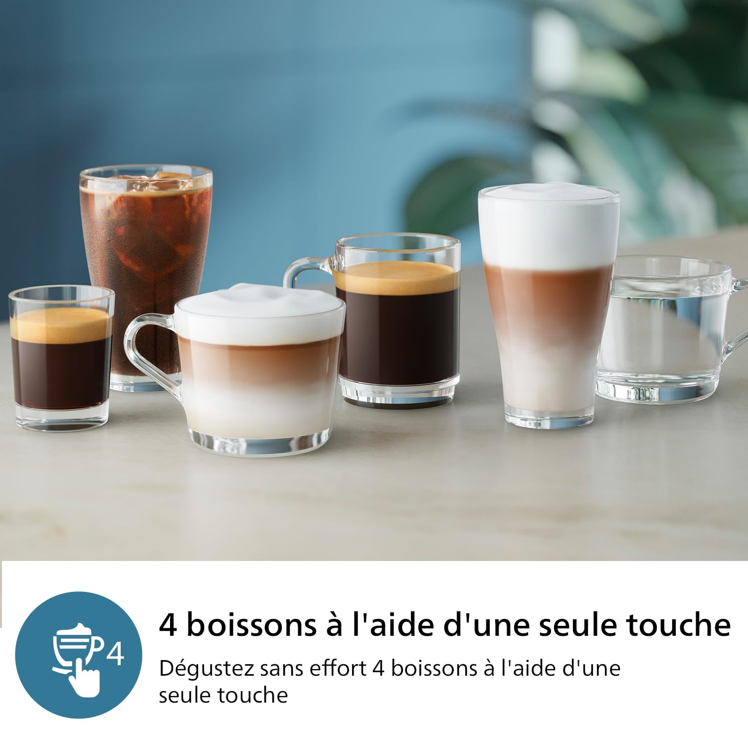 Philips Machine à Expresso Entièrement Automatique Séries 2300-4 Boissons, Écran tactile couleur moderne, LatteGo, SilentBrew, Broyeur 100% Céramique,
