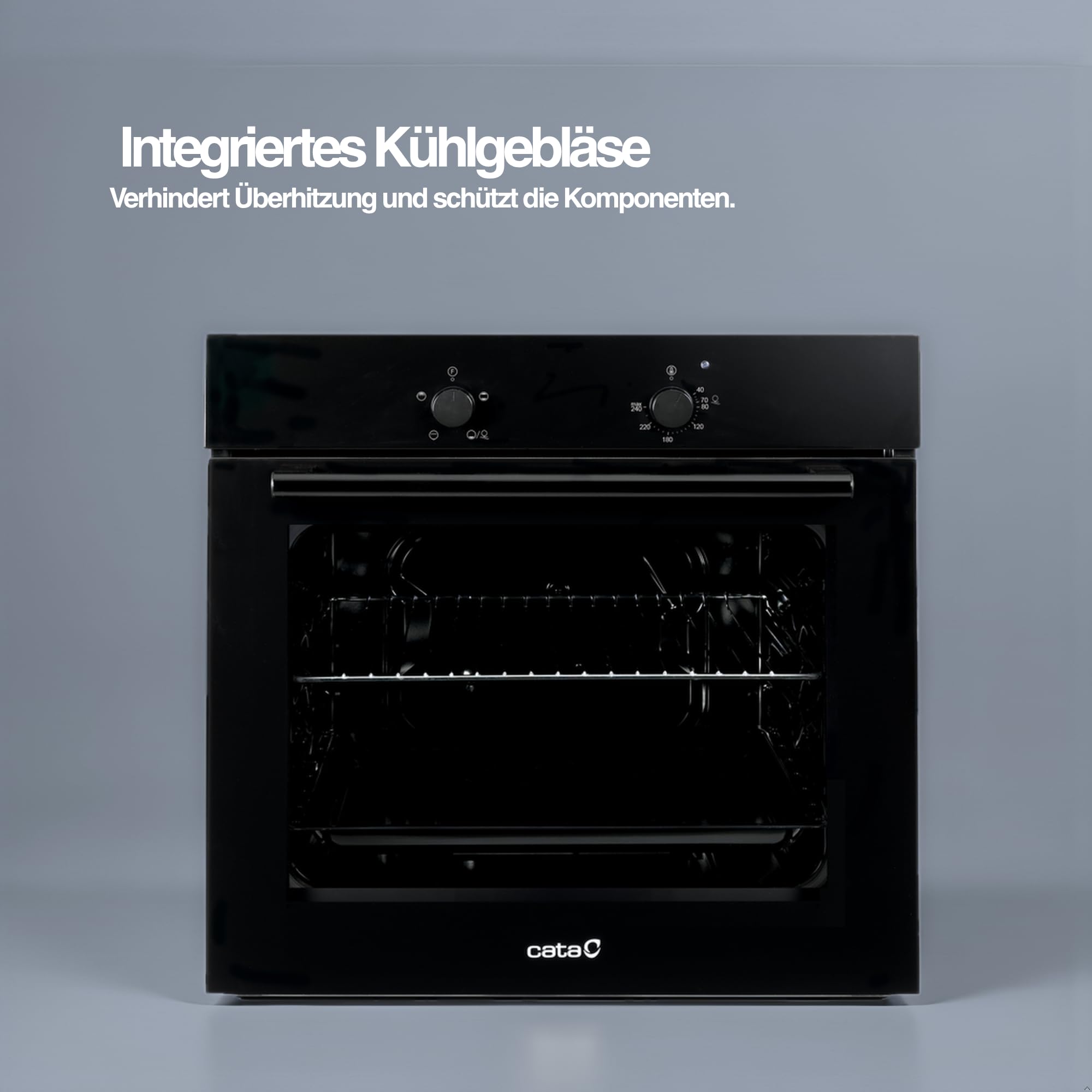 Cata Four statique SES 6004 BK 4 fonctions porte panoramique Full Glass Nettoyage AquaSmart Éclairage intérieur Largeur 60 cm Grande capacité 62 L Éclairage intérieur Finition inox Verre noir