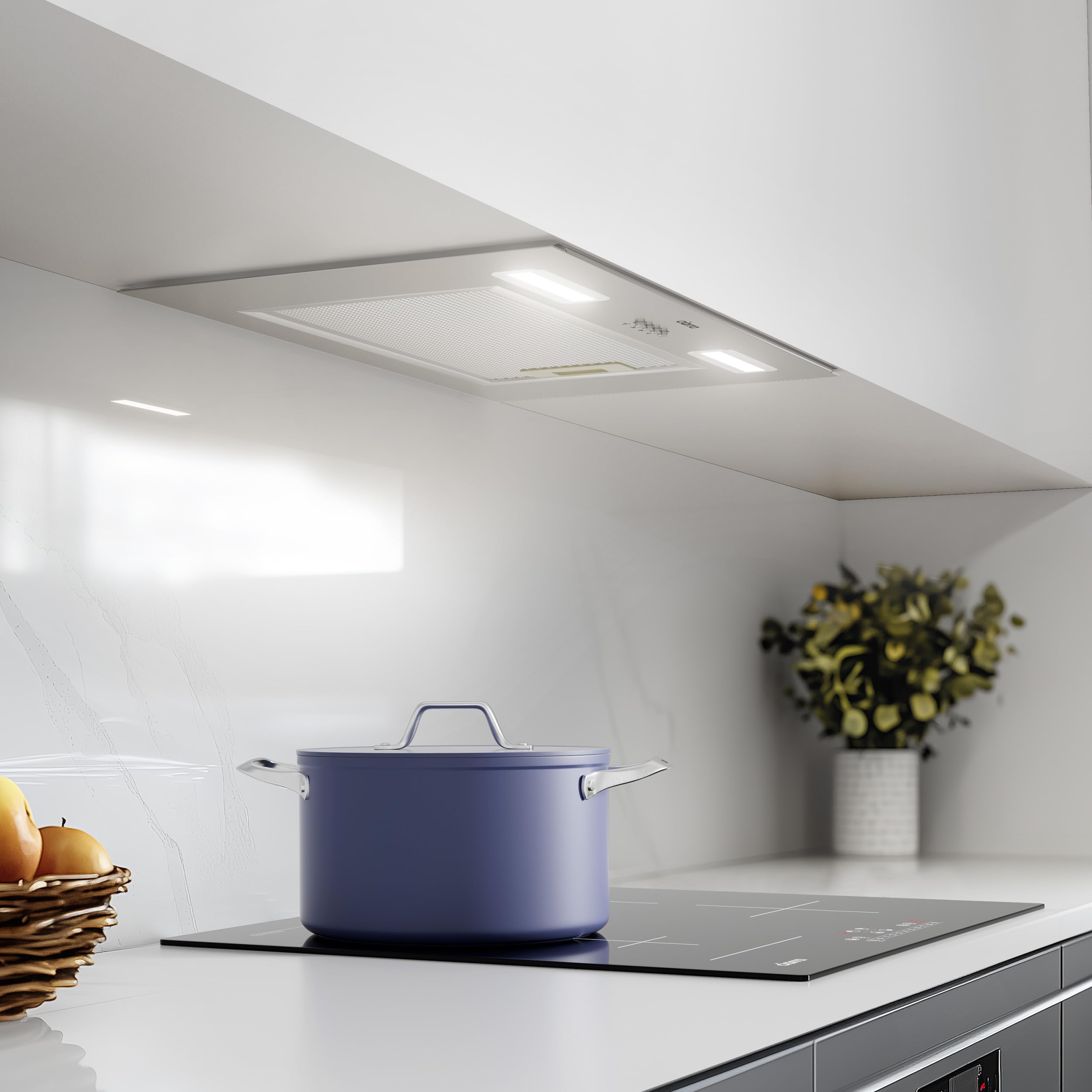 Ciarra Hotte Aspirante Encastrée 60cm A+++, 650 m³/h, 3 Vitesses, Mode Recyclage ou Évacuation, Filtre à Charbon Inclus, LED Éclairage, Inox – CBCS6926A