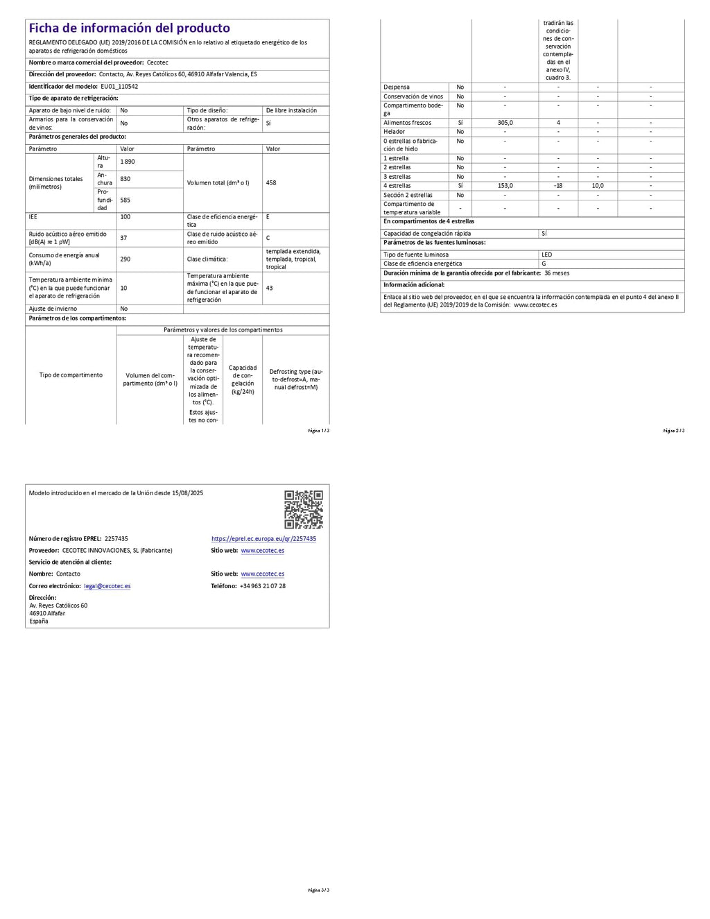 Cecotec Réfrigérateur Porte Française de 4 Portes Semi-Intégrable 458L Total No Frost Bolero CoolMarket F2D 458 SBI Dark E, Hauteur 189 cm et 83 cm Largeur, MetalFlexCooling, Compresseur Inverter
