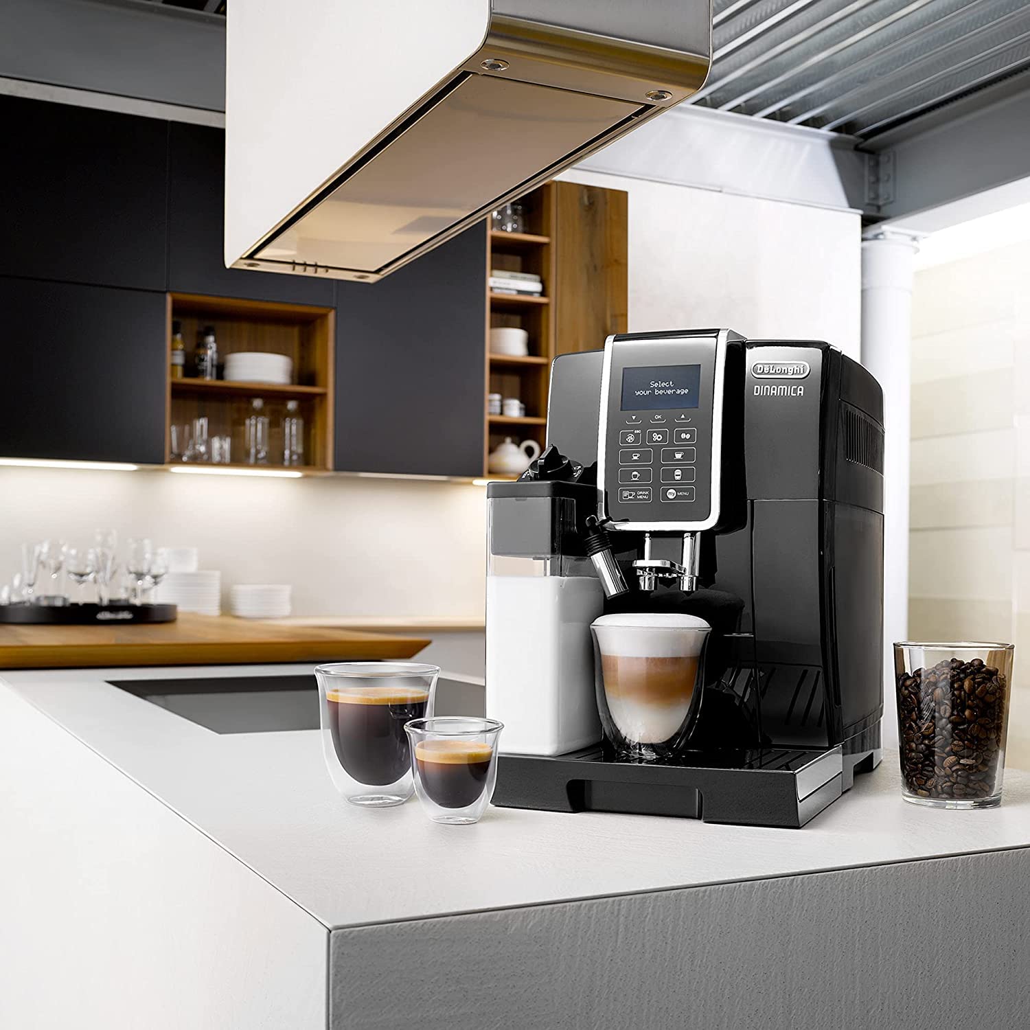 De'Longhi Dinamica Machine a Café Grain ECAM350.55.B Cappuccino et Expresso, 1.8L, Noir