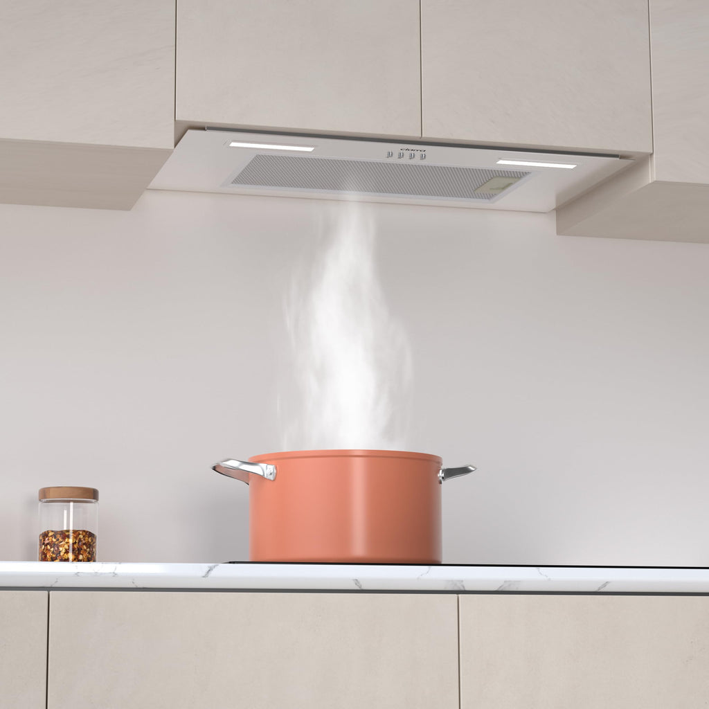 Ciarra Hotte Aspirante Encastrée 60cm A+++, 650 m³/h, 3 Vitesses, Mode Recyclage ou Évacuation, Filtre à Charbon Inclus, LED Éclairage, Inox – CBCS6926A