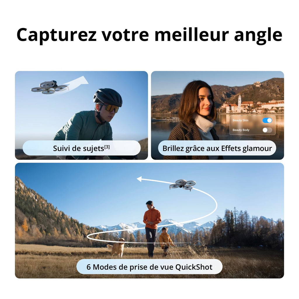 Bundle deux batteries DJI Flip sans radiocommande à écran, drone caméra 4K UHD pour adultes, décollage palmaire, retour automatique, vol intelligent, deux batteries