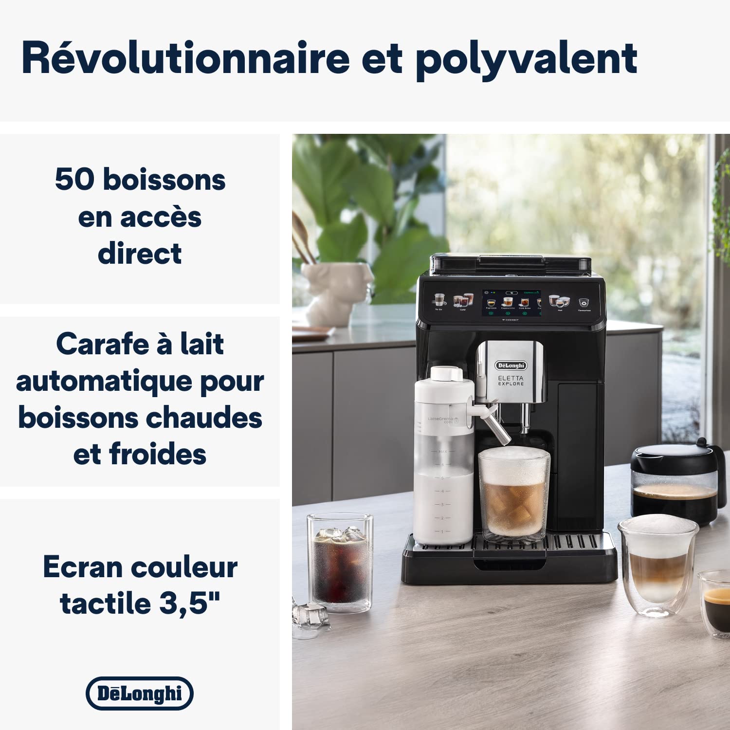 De'Longhi Eletta Explore Cold Brew ECAM452.67.G, Machine à Café Barista avec LatteCrema Hot and Cool, Machine à Espresso, Machine à Café Automatique, Extraction Froide, Pot à Café Inclus, Gris Foncé