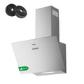 Ciarra Hotte Aspirante Inclinée 60cm - Classe A+++ - 650m³/h - Hotte de Cuisine 3 Vitesses - Filtres à Charbon Inclus - Evacuation ou Recyclage - Inox