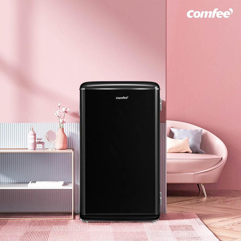 Comfee' RCD93BL2EURT(E) Réfrigérateur Sous-Plan, 93L, Réfrigérateur Rétro Pose Libre avec Compartiment Réfrigérant, Thermostats Réglables, Lumière LED, Noir