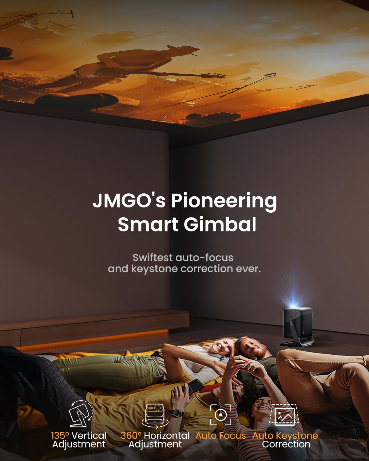 JMGO N1S Pro Videoprojecteur 4K Triple Laser, 2250 ISO Lumens, Google TV et Netflix Officiel, Autofocus 360° Temps Réel, Contraste 1600:1, 20W Dolby Digital Plus, 300" projecteur Portable, extérieur