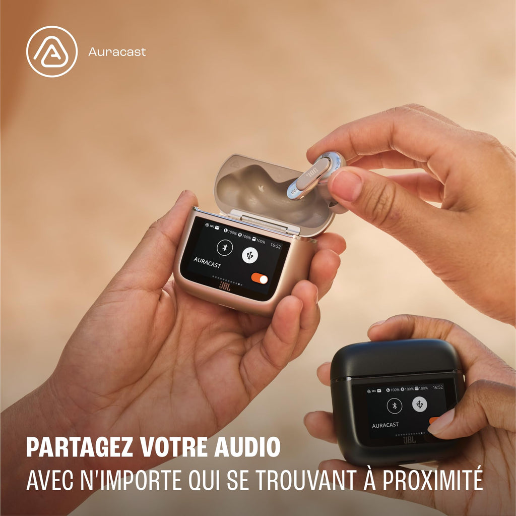 JBL Tour Pro 3, Écouteurs sans Fil, étui Intelligent de Recharge, 40h d'autonomie, avec Réduction de Bruit Adaptative, Bluetooth, Son Spatial 360, Noir