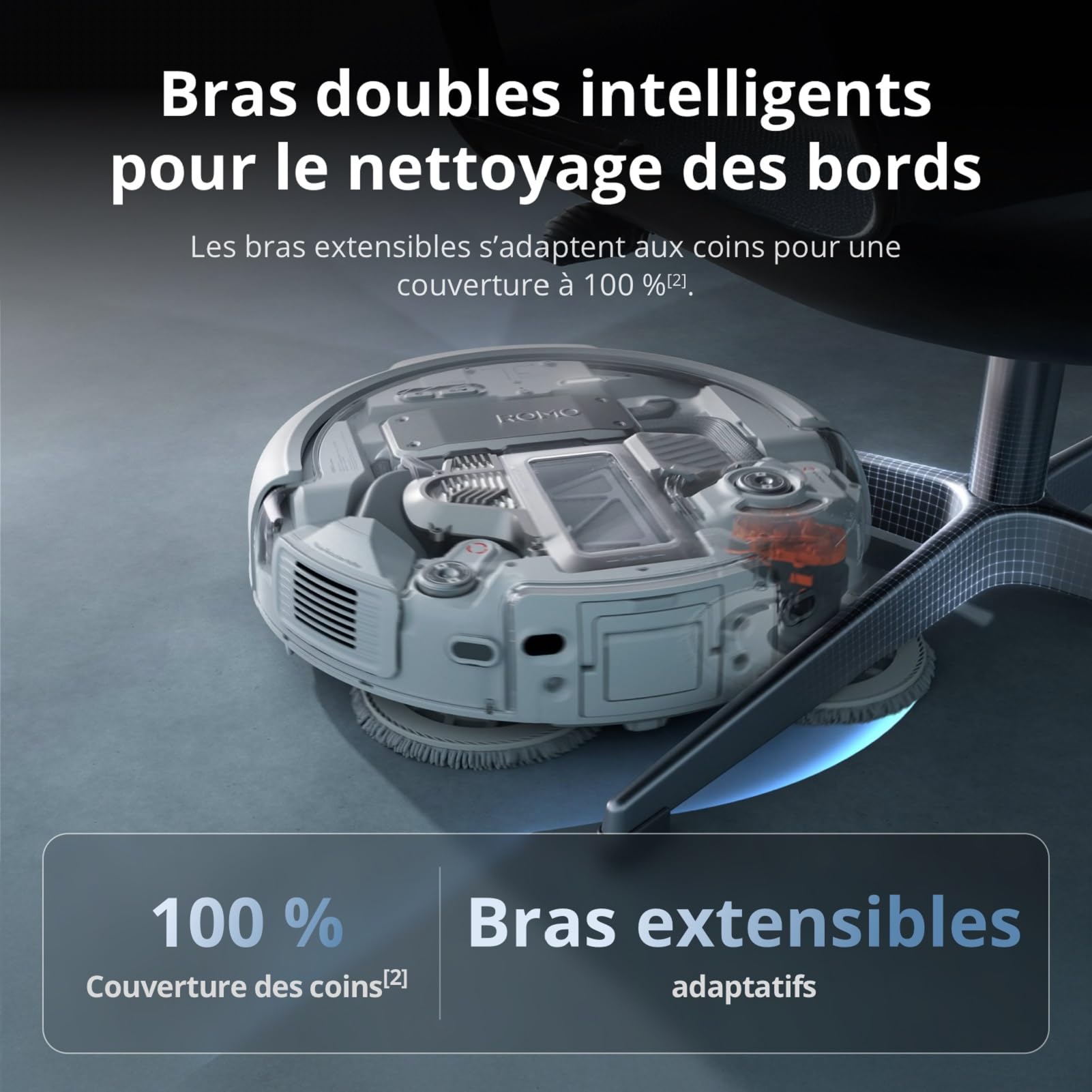 DJI ROMO P Robot Aspirateur Laveur au Design Transparent, Aspirateur Robot de 25 000 Pa, détection de Niveau Drone, 200 Jours sans Maintenance, Solutions de Nettoyage Personnalisables