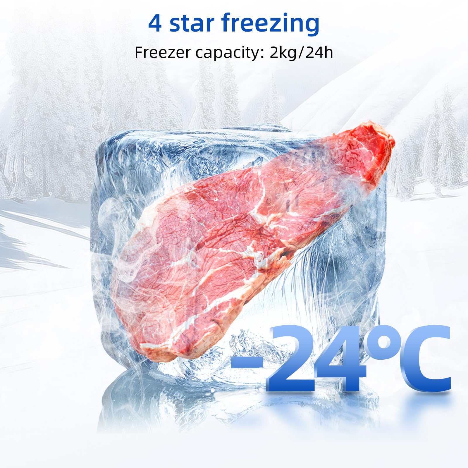 CHIQ Réfrigérateur congélateur en haut Réfrigérateur congélateur - 86 L (61/25L) - Portes réversibles, Congélateur 4 étoiles, Machine à glaçons, Garantie compresseur 12 ans, Classe E