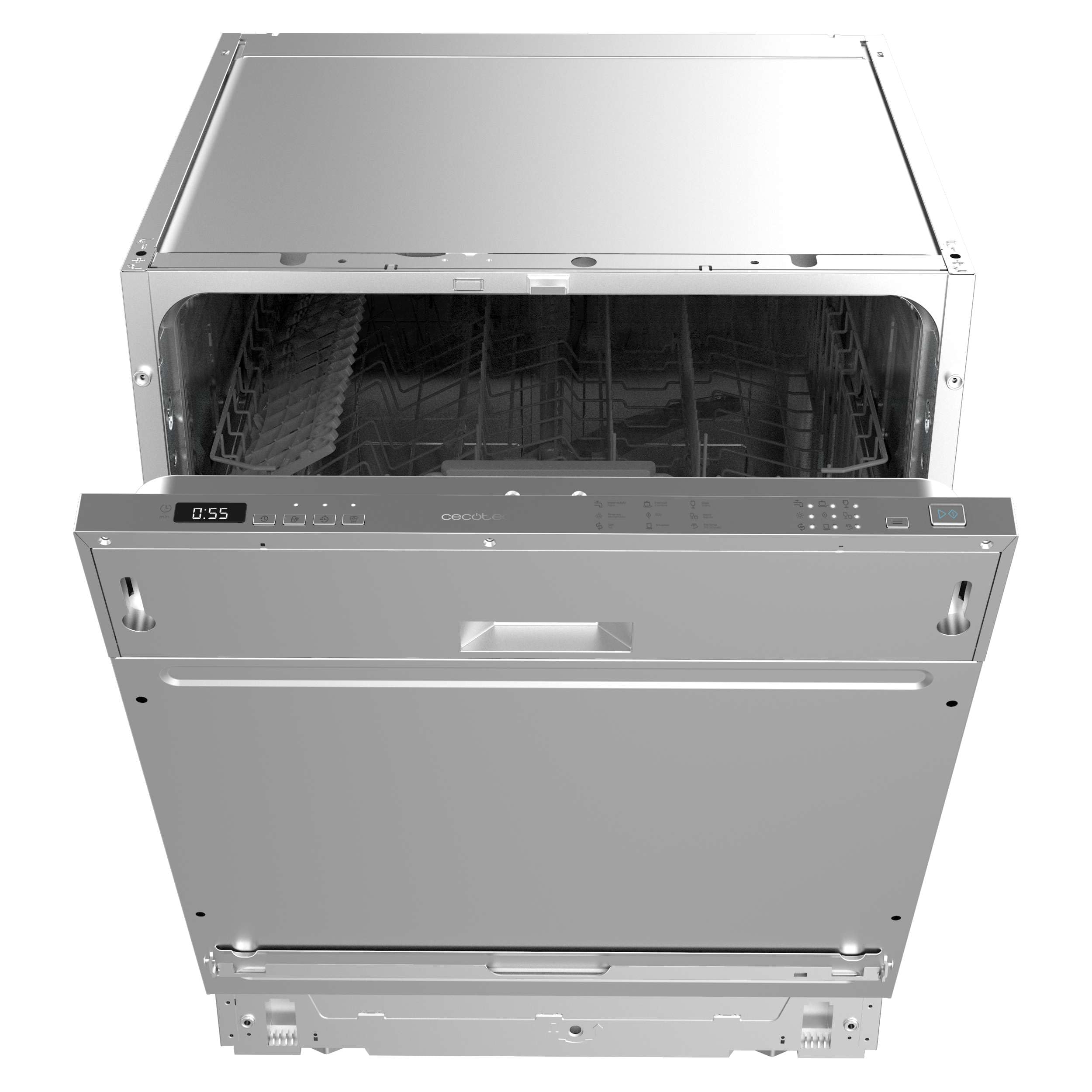 Cecotec Lave-vaisselle Intégrable 60cm Bolero Aguazero 6110 Full-BI. 1850W, 12 Couverts et 7 Programmes, Fonction Demi-charge, Programme 3 en 1, Départ Différé, Dry+ et KidBlock, Panier à Couverts.