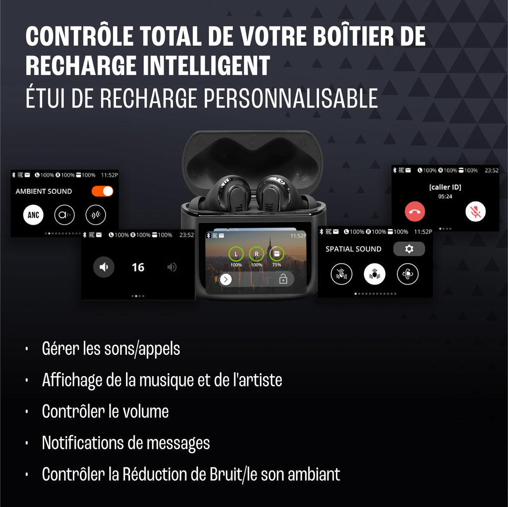 JBL Tour Pro 3, Écouteurs sans Fil, étui Intelligent de Recharge, 40h d'autonomie, avec Réduction de Bruit Adaptative, Bluetooth, Son Spatial 360, Noir
