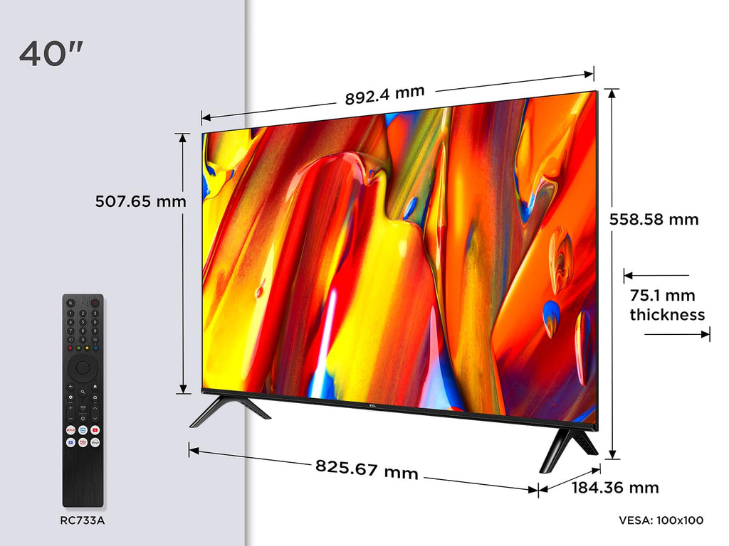 TCL 40V5C – TV QLED Direct LED Smart Full HD 40" avec Android TV & HDR - Compatible avec Google Cast & Google Home, Design Mince