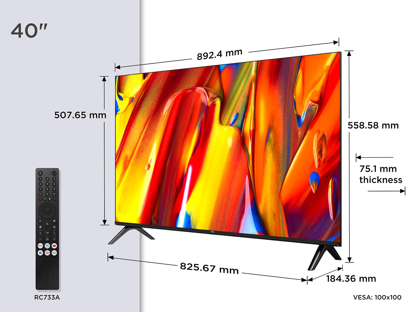 TCL 40V5C – TV QLED Direct LED Smart Full HD 40" avec Android TV & HDR - Compatible avec Google Cast & Google Home, Design Mince