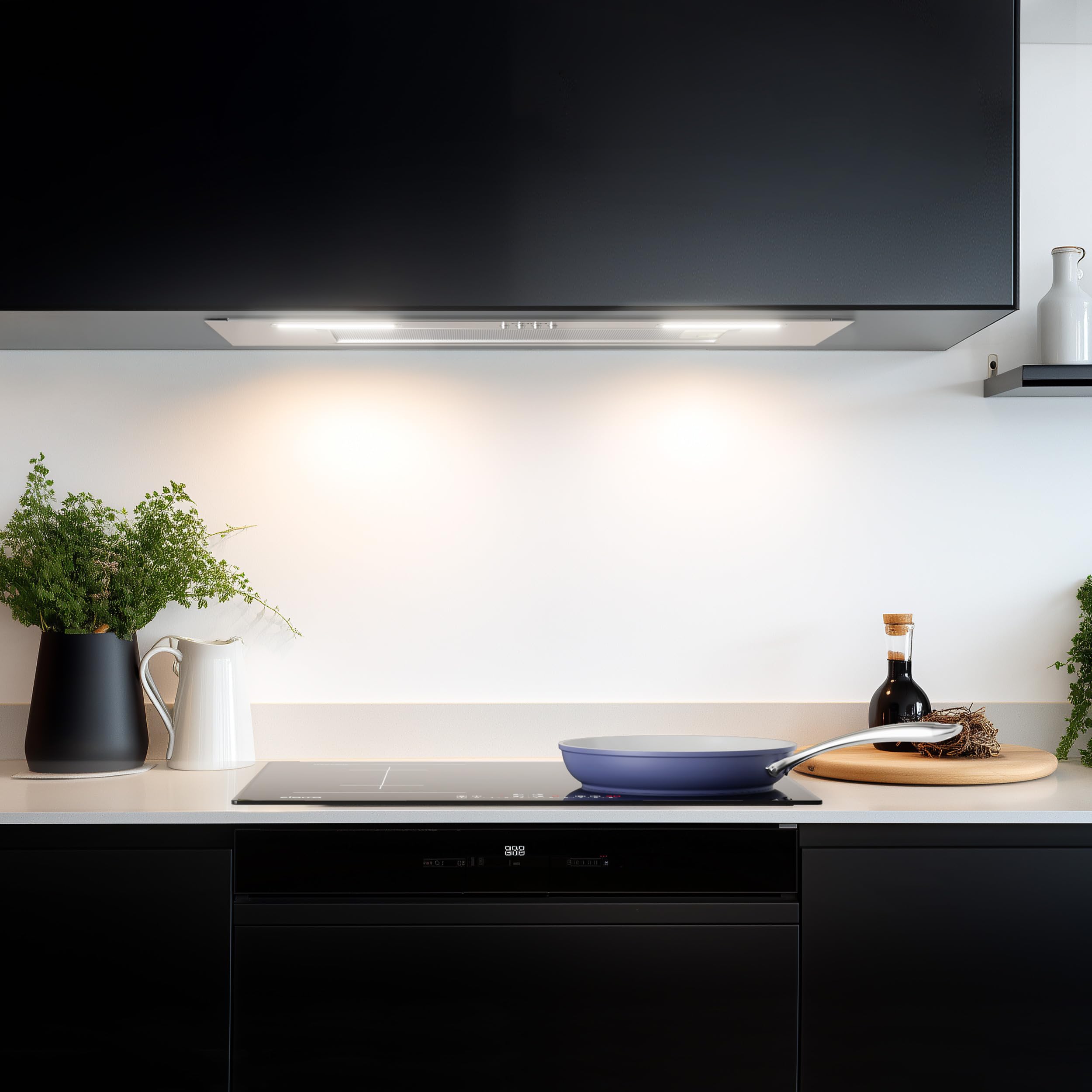 Ciarra Hotte Aspirante Encastrée 60cm A+++, 650 m³/h, 3 Vitesses, Mode Recyclage ou Évacuation, Filtre à Charbon Inclus, LED Éclairage, Inox – CBCS6926A