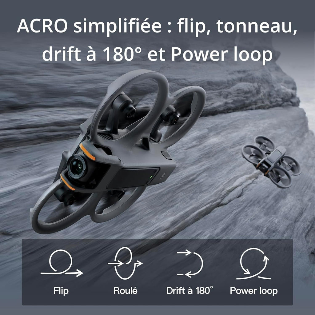 DJI Bundle Fly More Avata 2 (Trois Batteries), Drone FPV avec Caméra 4K, Acrobaties en Une Touche, Protection d’hélice intégrée, Drone Caméra avec Goggles 3 et RC Motion 3