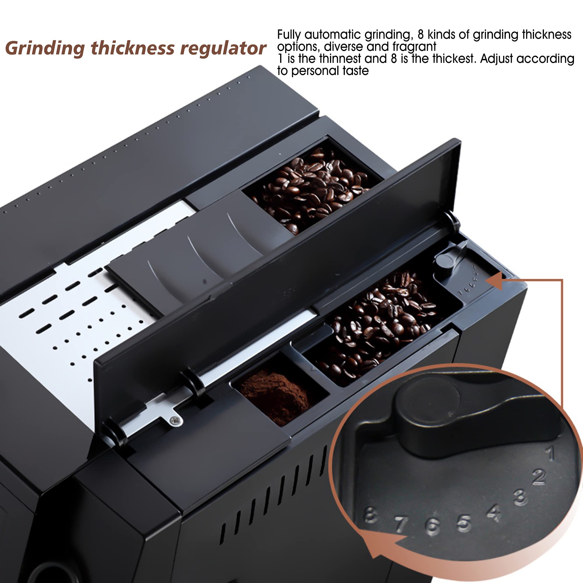 QJRGUY Machine à café Automatique 200W, Fabricant Cappuccino Expresso, avec système Mousse de Lait indépendant équipement réglable, Rouge, Argent