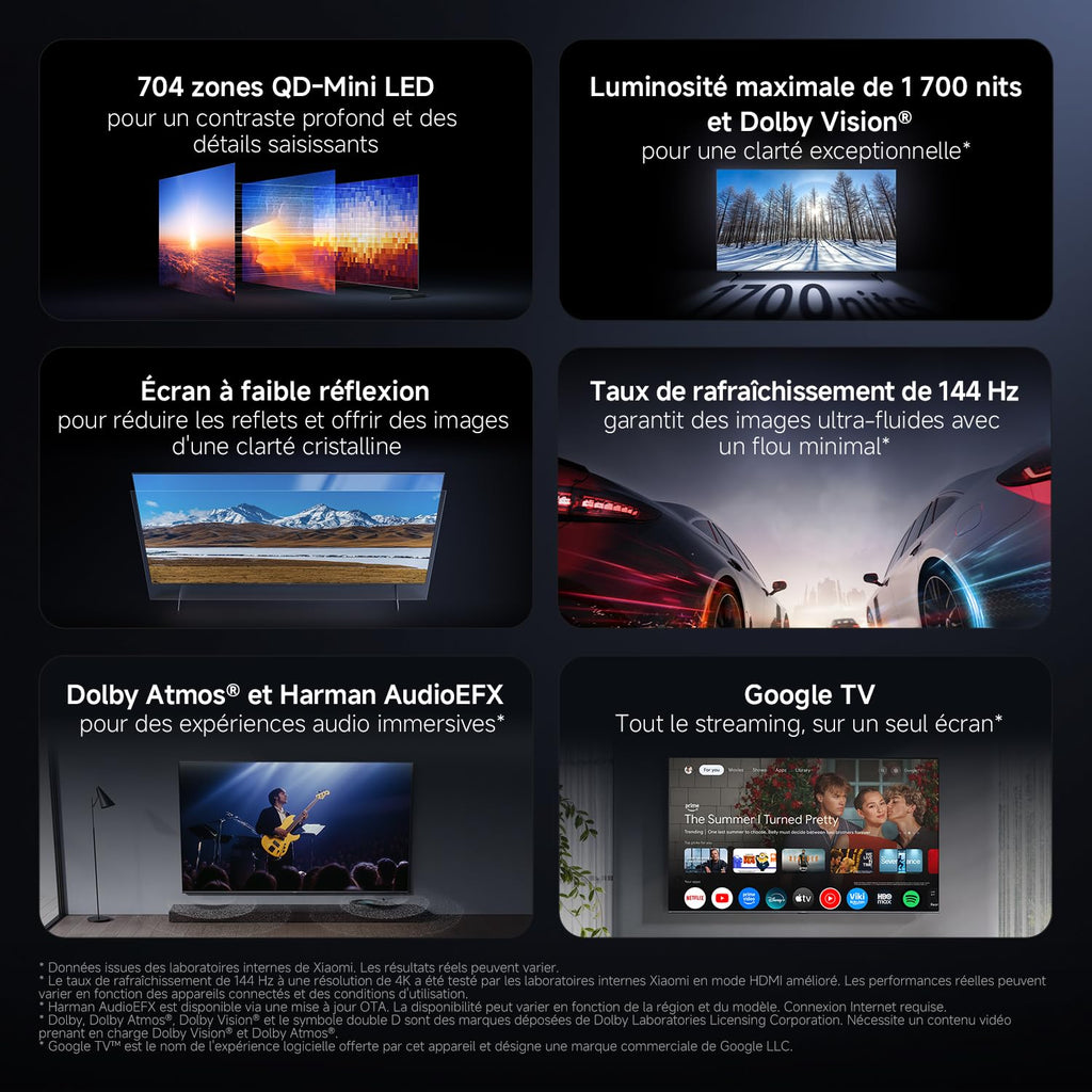 XIAOMI TV S Pro Mini LED 75, Smart TV, Dolby Vision, Dolby Atmos, QLED 4K, 144Hz, Google TV, HDR10+, Triple Tuner, DVB T2, MEMC, DTS-X, Harman AudioEFX, Prime Video, Google Assistant, AirPlay2