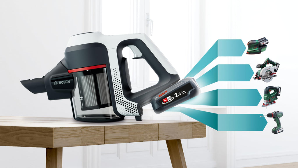 Bosch Electroménager Unlimited 6, BCS611AM, aspirateur Balai Rechargeable sans Fil, autonomie de 30 Min, performant sur différents Types de Sol, Accessoires Inclus, Blanc