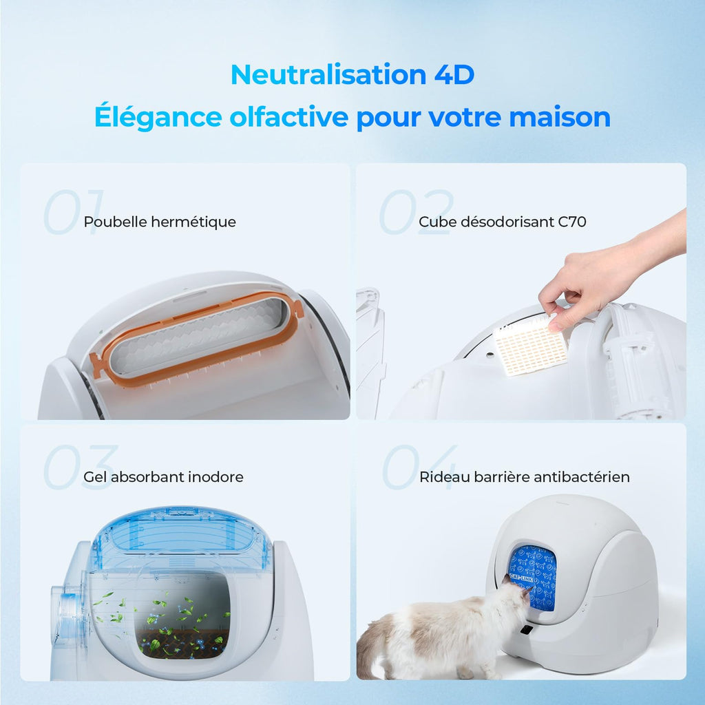 Catlink Baymax-Lite Litière autonettoyante pour Chat contrôle de la santé de Votre Chat télécommande APP, Anti-Blocage, Anti-Odeur, 4 Modes de Nettoyage, Convient pour Les Chats de 1,5 à 10 kg