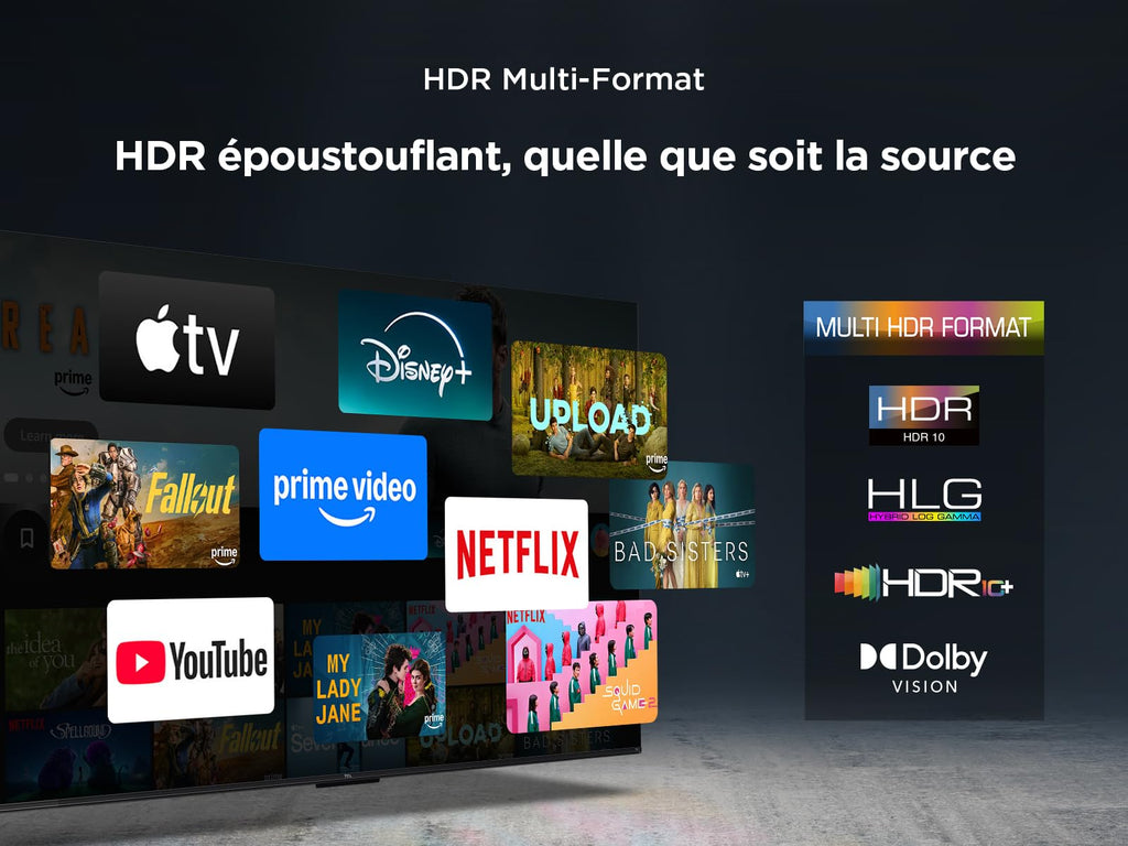 TCL 55T6C Fire TV 55 Pouces QLED 4K UHD Smart TV, HDR (Multi-Format), Dolby Atmos, Motion Clarity