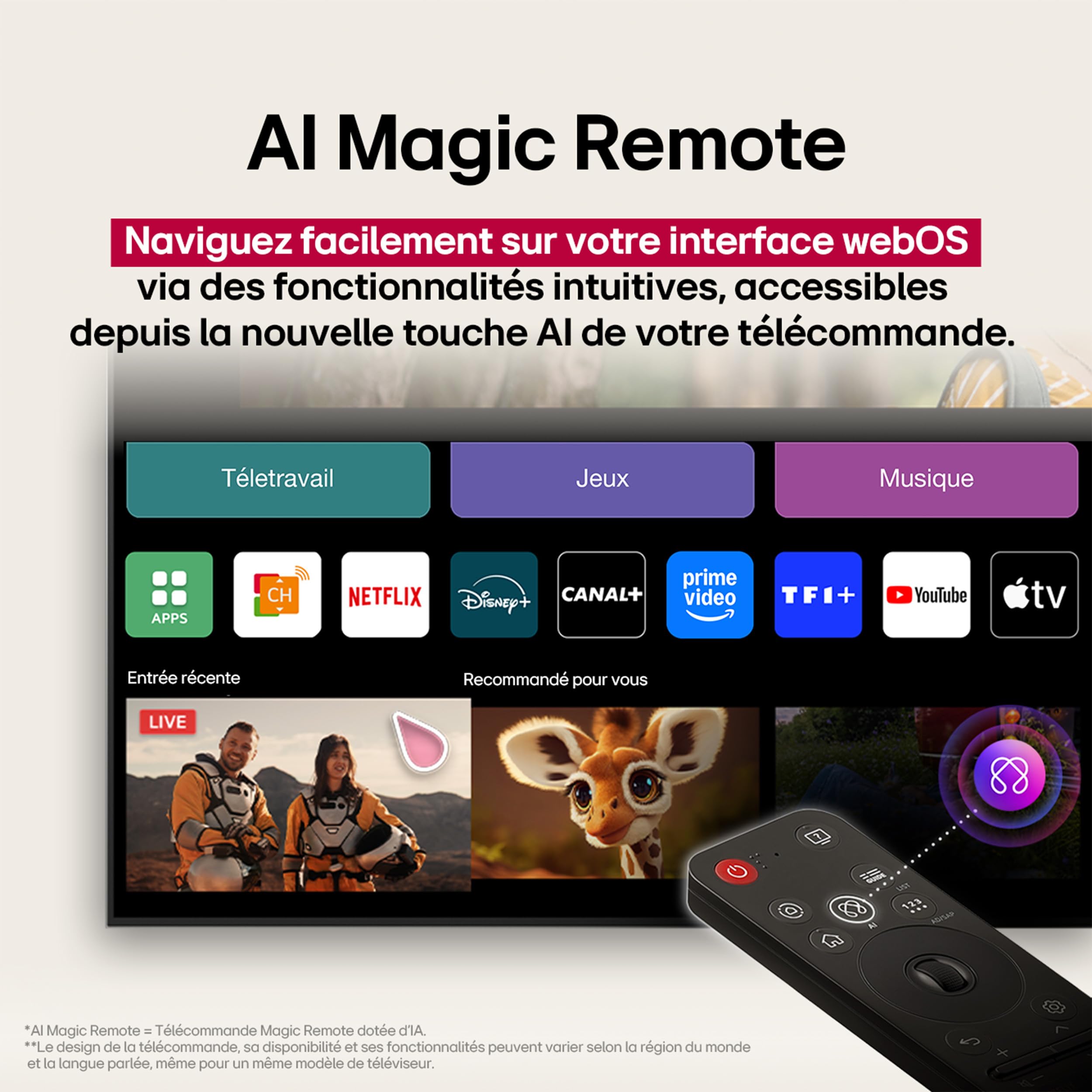 LG TV QNED AI 2025 | 50QNED8E | 50'' (126cm) | 4K UHD | HDR10 | webOS 25 | Télécommade AI Magic Remote | Alexa, Google Assistant | Netflix Disney+ CANAL+ Prime Video | AirPlay 2 | Luminosité éclatante