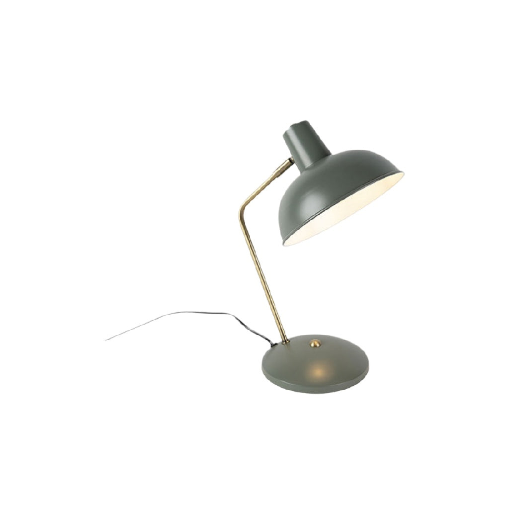 Lampe de bureau moderne en métal vert avec finition dorée.
