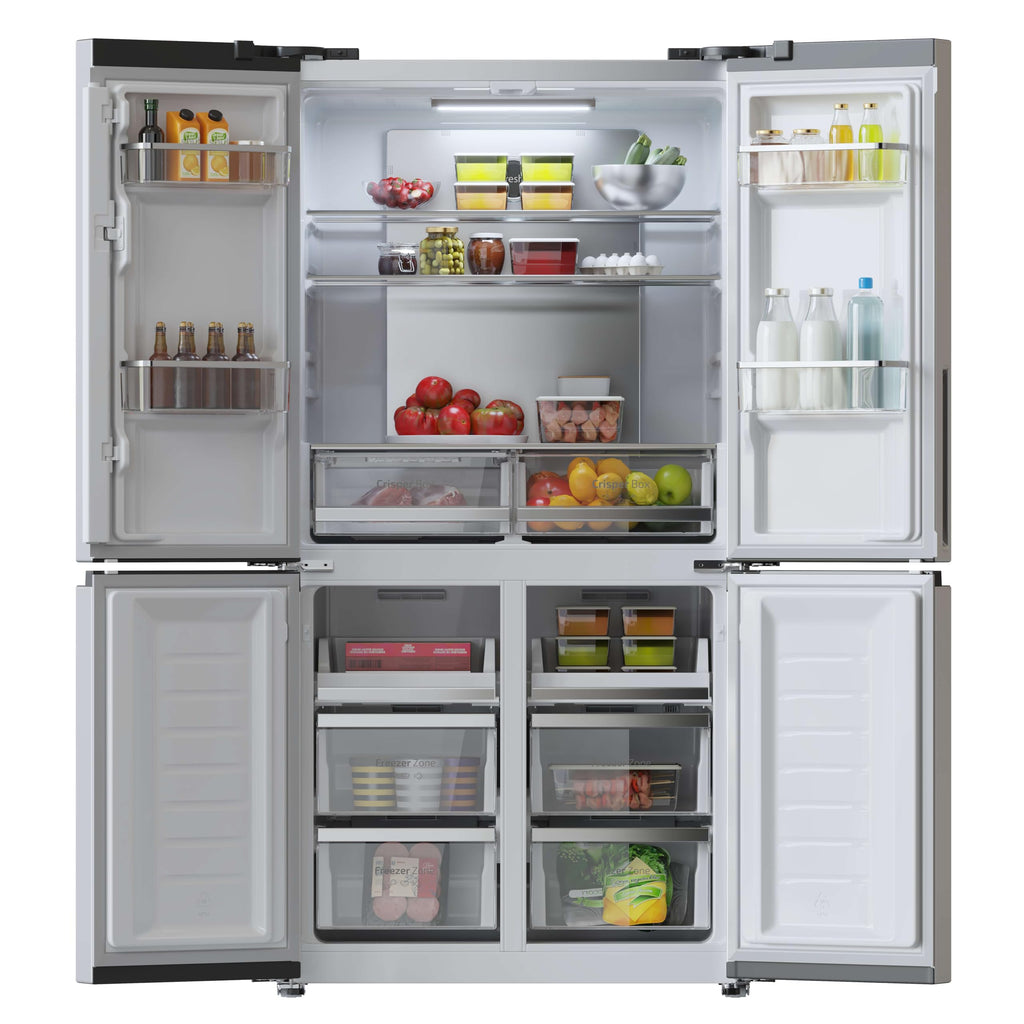 Cecotec American Refrigerator 4 Doors Stainless Steel 490 L CoolMarket 4D 490 Inox E. 183 cm High, 91 cm Wide, Low Power, Inverter Plus, Fast Cooling and Fast Freezing, Total NoFrost