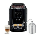 Krups Essential, Machine à café grain, Expresso automatique, 2 tasses simultanées, Ecran LCD, Nettoyage automatique, Buse vapeur, Pot à lait inox Cappuccino, Noire, EA816031